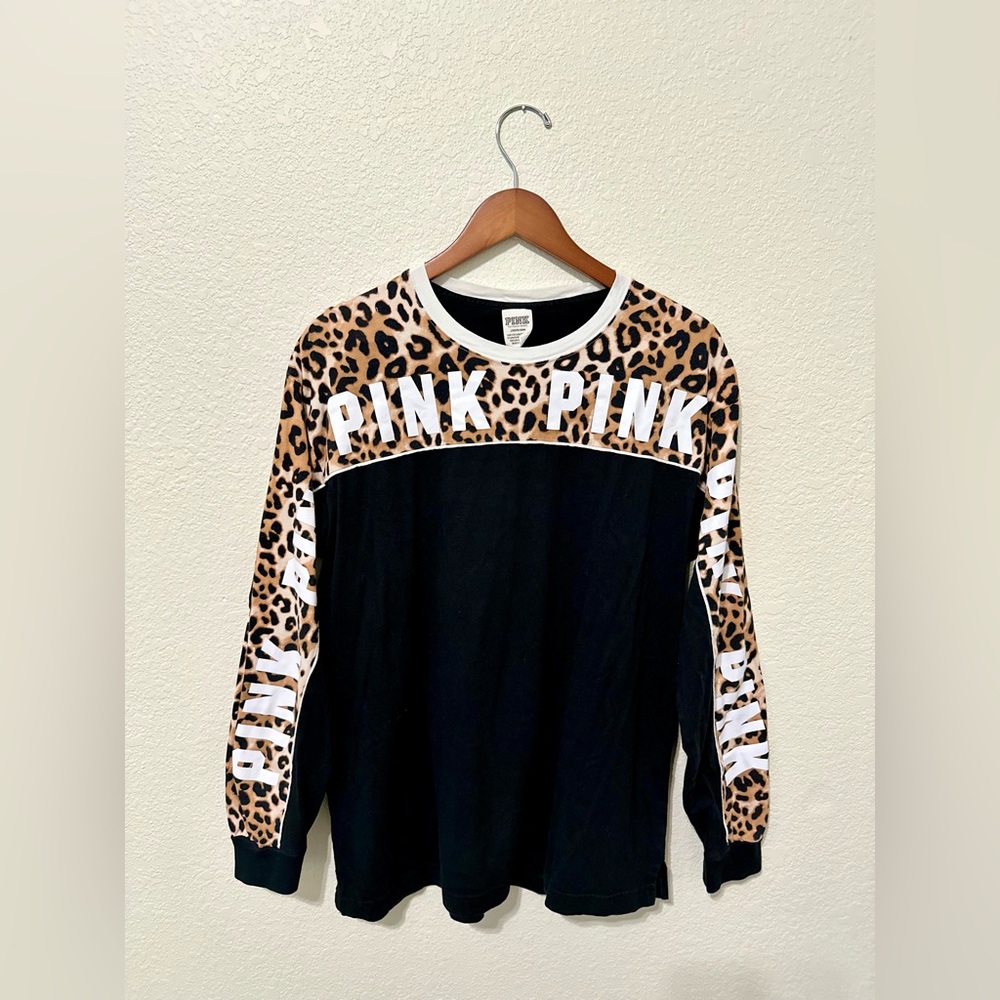 Victoria’s Secret PINK cheetah print color block long sleeve t-shirt